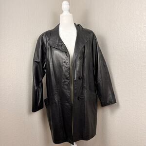 Vtg‎ LNR La Nouvelle Renaissance Womens Leather Car Coat Small Mob Wife Baddie
